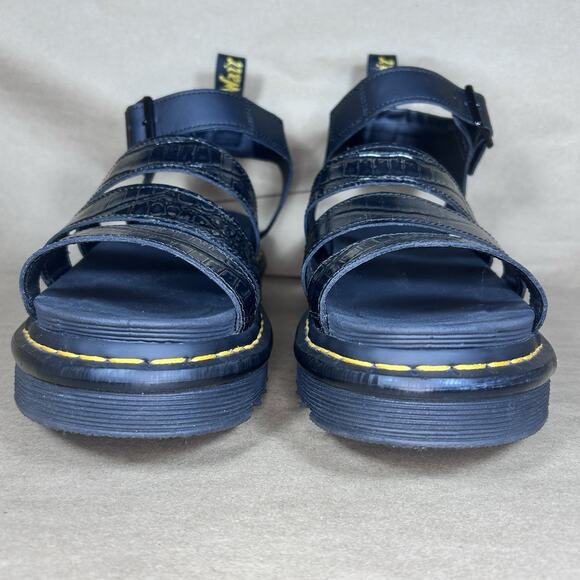 Dr. Martens US Women 10 Blaire Platform Sandals Gunmetal Wild Croc Embossed - Picture 3 of 11